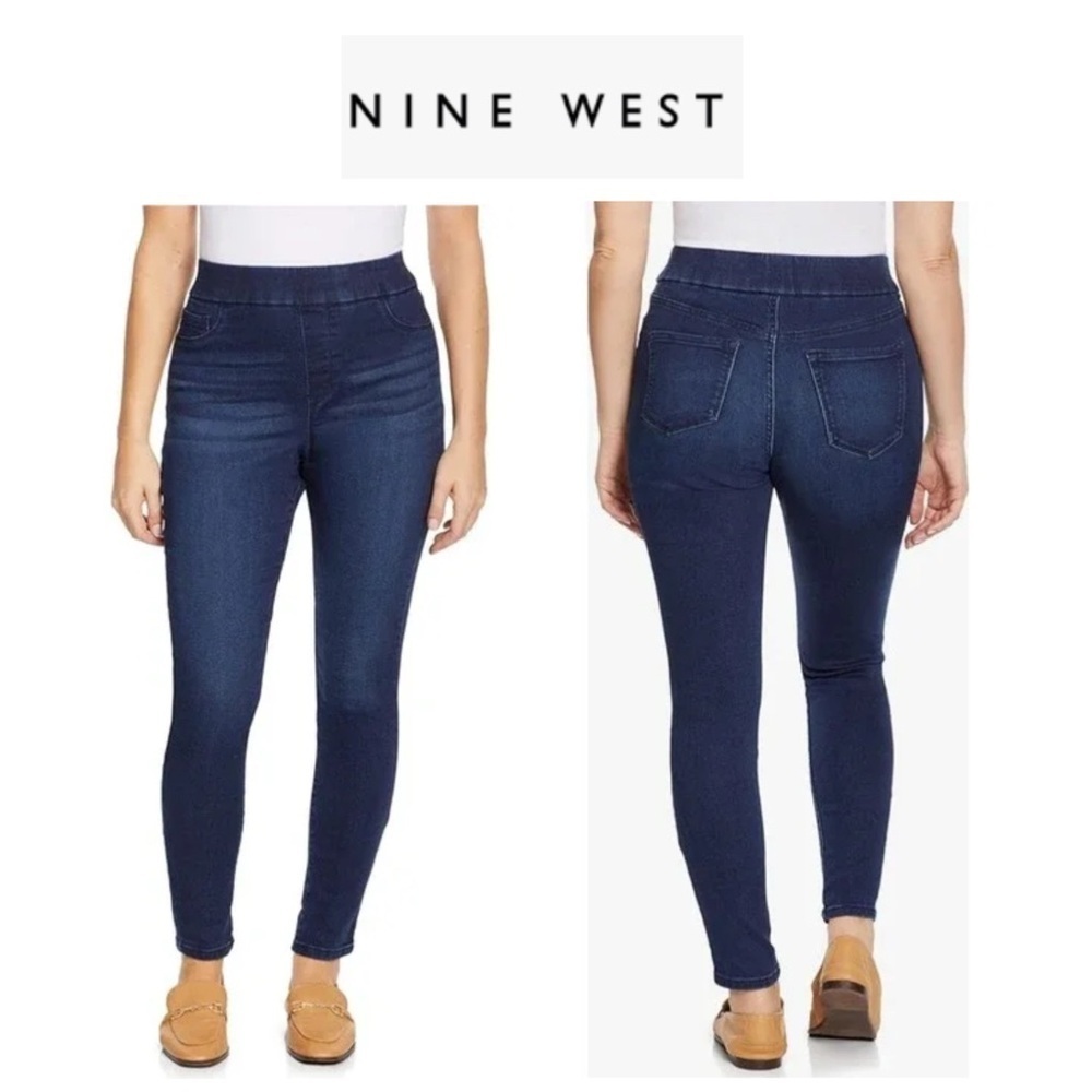 💥Nine West Blue Jeggings Pull On Skinny Crop Stretch 6